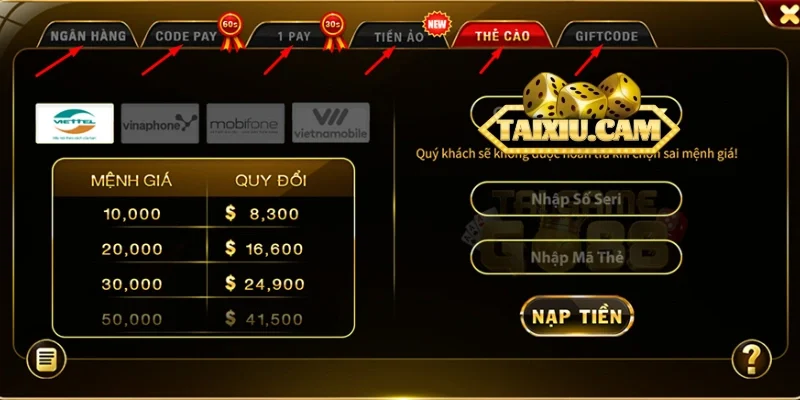 Nạp qua ví điện tử