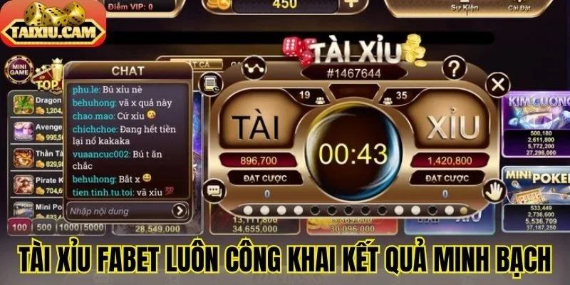 Tài xỉu Fabet luôn công khai kết quả minh bạch