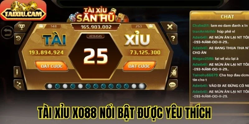 Tài xỉu Xo88 nổi bật được yêu thích