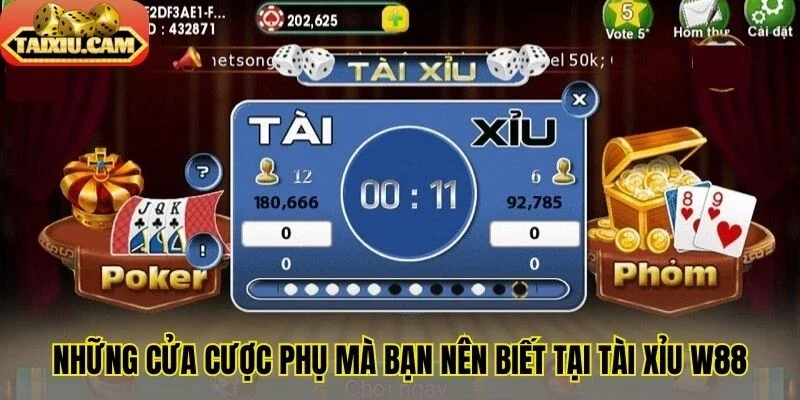 Những cửa cược phụ mà bạn nên biết tại tài xỉu W88
